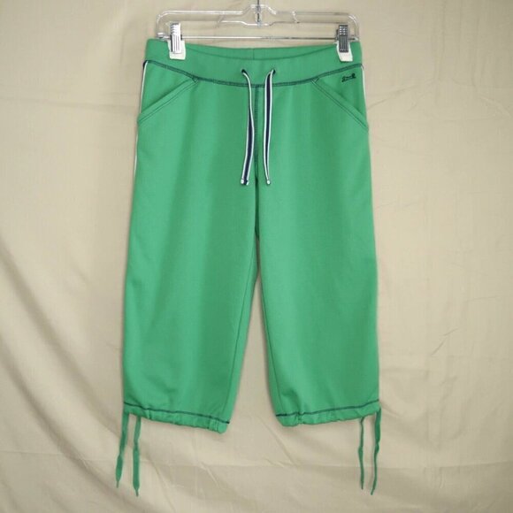 Vintage Y2K Le Tigre Cropped Pants Green Blue Capris Drawstring Women's Small - Picture 2 of 15